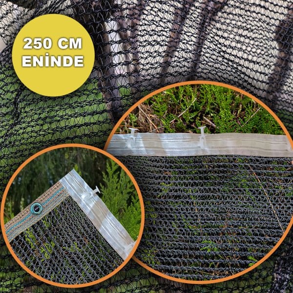 250 CM ENİNDE SİYAH KUŞ FİLESİ BALKON PERDESİ HAZIR KOPÇALI VE KORNİŞ DÜĞMELİ KEDİ KORUMA AĞI DOLU FİLESİ MİSİNA FİLE KUŞ ÖNLEME FİLESİ (UZUNLUK SEÇ)