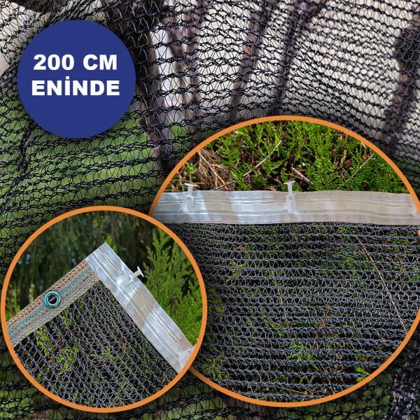 200 CM ENİNDE SİYAH KUŞ FİLESİ BALKON PERDESİ HAZIR KOPÇALI VE KORNİŞ DÜĞMELİ KEDİ KORUMA AĞI DOLU FİLESİ MİSİNA FİLE KUŞ ÖNLEME FİLESİ (UZUNLUK SEÇ)