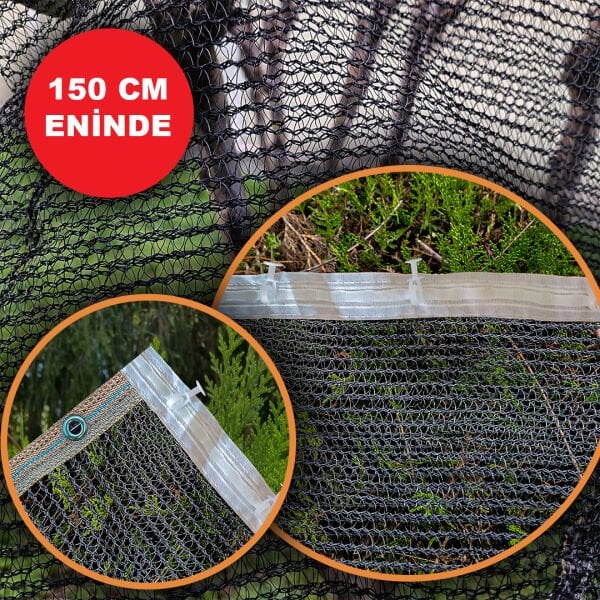 150 CM ENİNDE SİYAH KUŞ FİLESİ BALKON PERDESİ HAZIR KOPÇALI VE KORNİŞ DÜĞMELİ KEDİ KORUMA AĞI DOLU FİLESİ MİSİNA FİLE KUŞ ÖNLEME FİLESİ (UZUNLUK SEÇ)