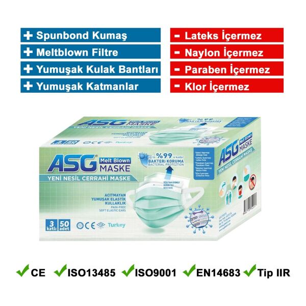 ASG 3 KATLI MASKE (100 ADET)