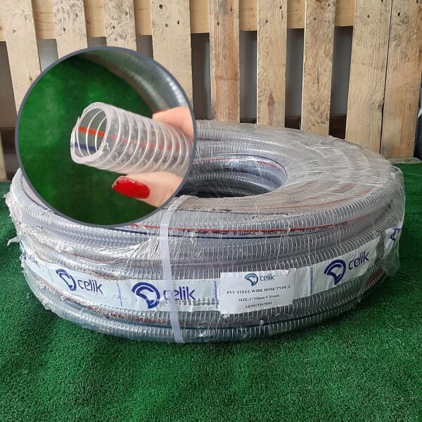 TELLİ ŞEFFAF HORTUM TİP-A TAHLİYE HORTUMU DİRENAJ HORTUM