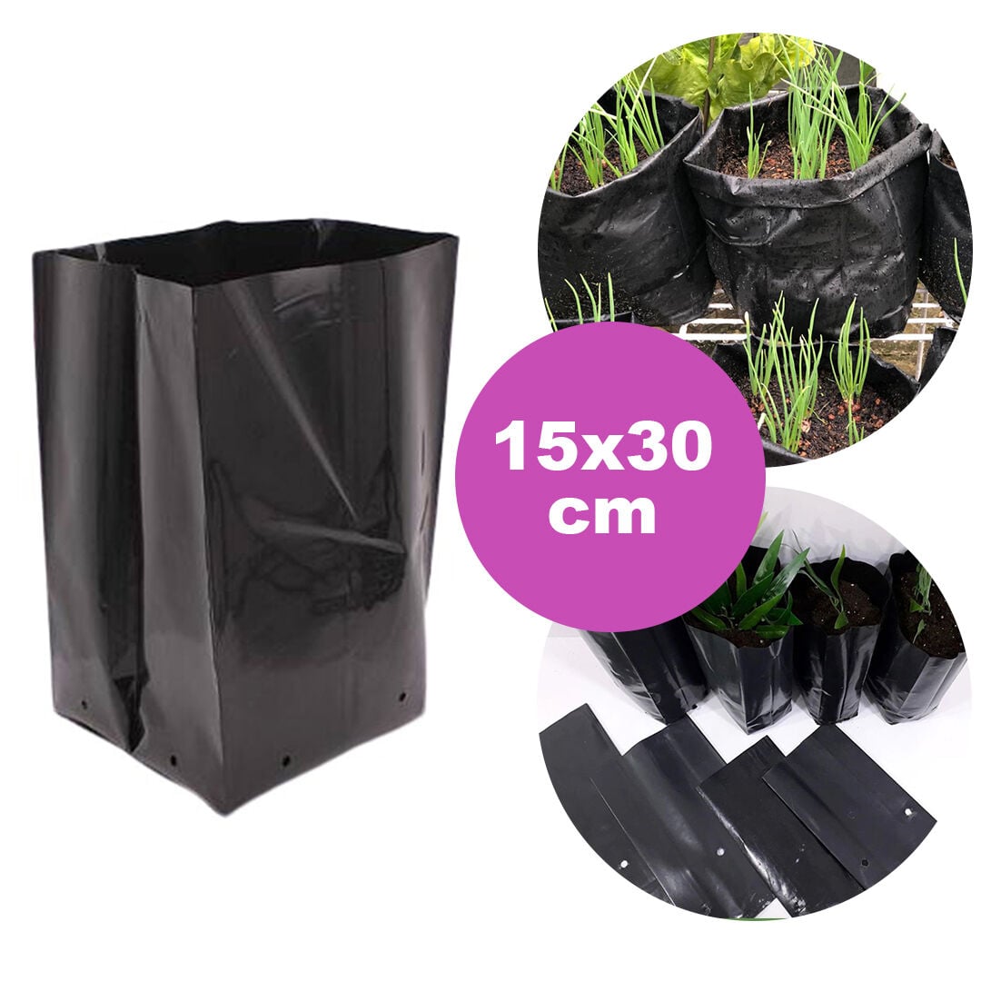 15x30 FİDAN TORBASI (ADET SEÇİNİZ) KÖRÜKLÜ FİDE PEYZAJ TORBA FİDAN ÜRETİM POŞETİ DELİKLİ