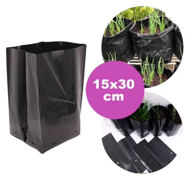 15x30 FİDAN TORBASI (ADET SEÇİNİZ) KÖRÜKLÜ FİDE PEYZAJ TORBA FİDAN ÜRETİM POŞETİ DELİKLİ