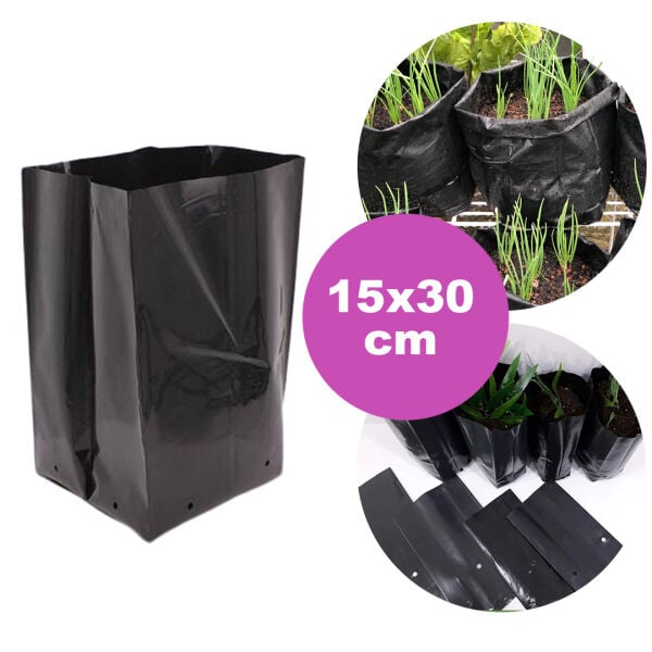 15x30 FİDAN TORBASI (ADET SEÇİNİZ) KÖRÜKLÜ FİDE PEYZAJ TORBA FİDAN ÜRETİM POŞETİ DELİKLİ