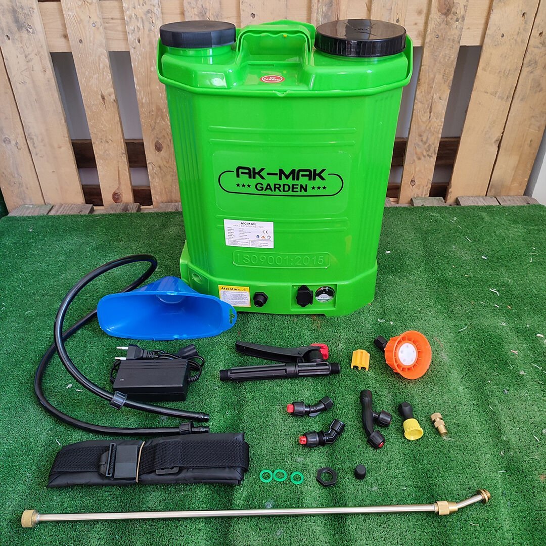 AK-MAK ŞARJLI 16 LİTRE SIRT POMPASI YEŞİL BASINÇ AYARLI SIRT PULVERİZATÖRÜ İLAÇLAMA MAKİNASI