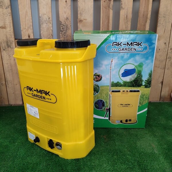 AK-MAK ŞARJLI 16 LİTRE SIRT POMPASI SARI BASINÇ AYARLI SIRT PULVERİZATÖRÜ İLAÇLAMA MAKİNASI