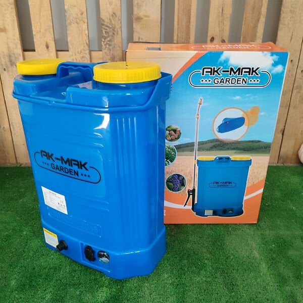 AK-MAK ŞARJLI 16 LİTRE SIRT POMPASI MAVİ BASINÇ AYARLI SIRT PULVERİZATÖRÜ İLAÇLAMA MAKİNASI