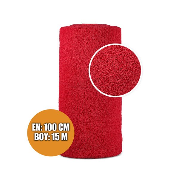 KARMAŞIK PASPAS 1x15 Metre KIRMIZI PVC KIVIRCIK HALI İÇ DIŞ MEKAN YOLLUK KAYDIRMAZ ISLAK ZEMİN PASPASI