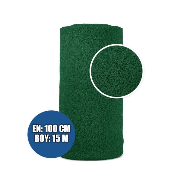 KARMAŞIK PASPAS 1x15 Metre YEŞİL PVC KIVIRCIK HALI İÇ DIŞ MEKAN YOLLUK KAYDIRMAZ ISLAK ZEMİN PASPASI