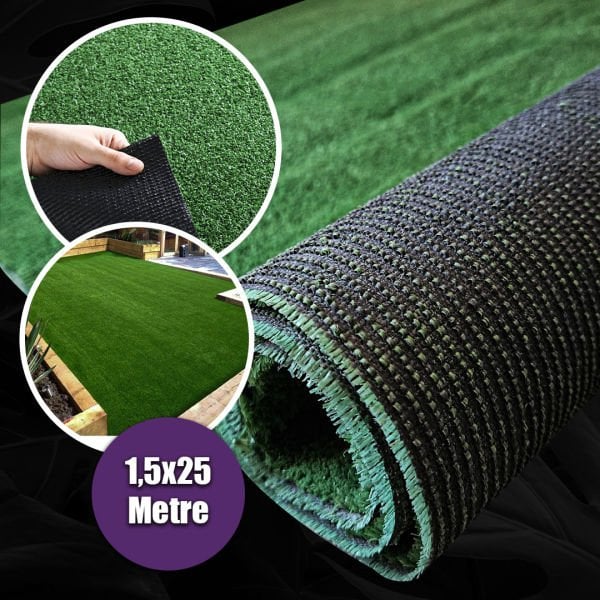 7 MM ÇİM HALI 1,5x25 Metre SUNİ DEKORATİF ÇİM HALI KAYDIRMAZ TABANLI YAPAY ÇİM PASPASI