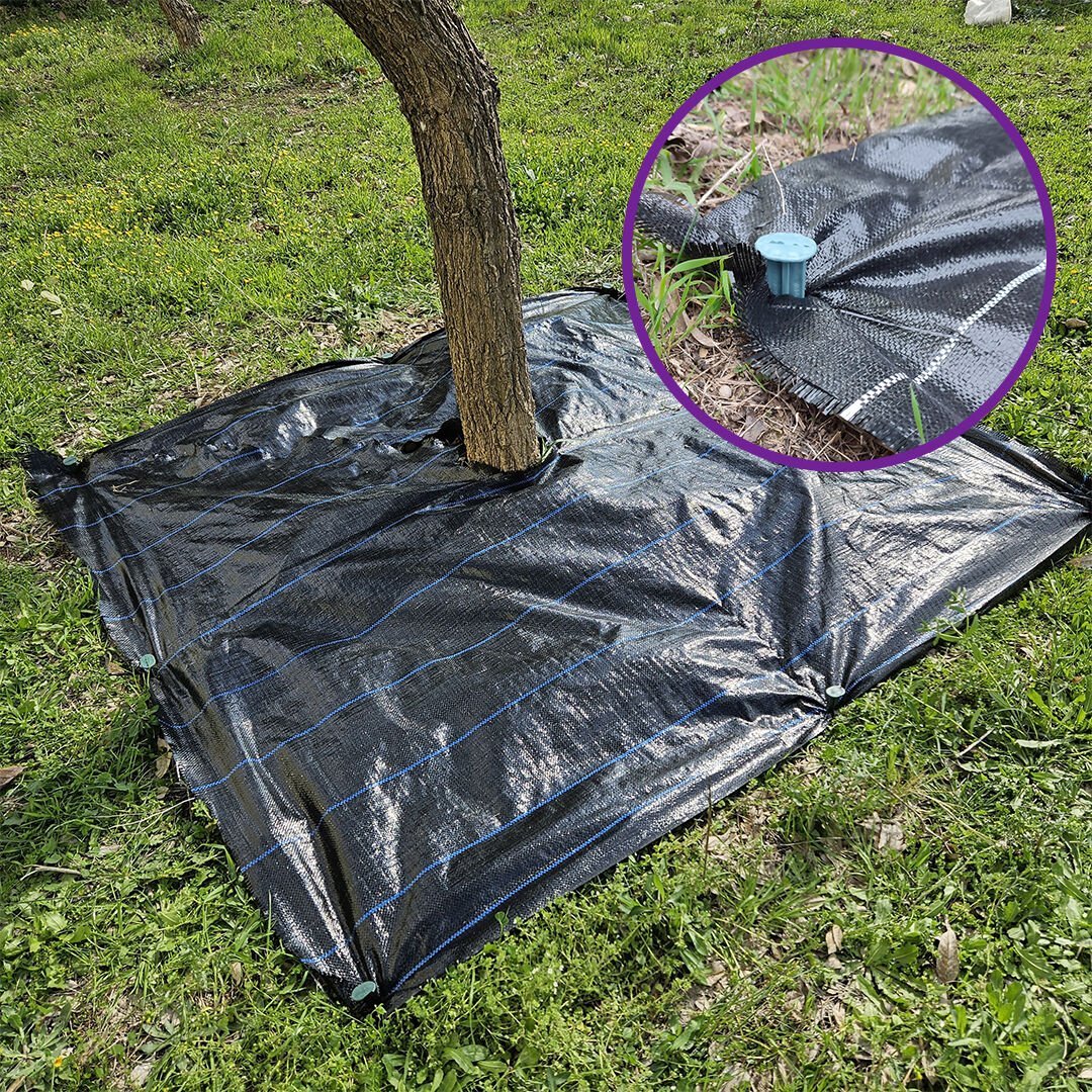SİYAH AĞAÇ KORUMA ÖRTÜSÜ VE SABİTLEME ÇİVİSİ YER ÖRTÜSÜ YABANİ OT ENGELLEME PASPASI AĞAÇ DİBİ BEZİ SULZER KUMAŞ