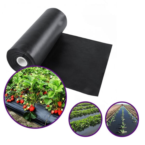 MULCH NAYLONU 30 MİCRON (EBAT SEÇİNİZ) SİYAH TABAN ÖRTÜSÜ PİDOK ÇİLEK MULCH UV Lİ SEBZE NAYLONU