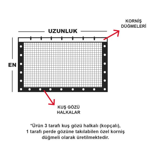 270 CM ENİNDE SİYAH KUŞ FİLESİ BALKON PERDESİ HAZIR KOPÇALI KEDİ KORUMA AĞI DOLU FİLESİ MİSİNA FİLE KUŞ ÖNLEME FİLESİ (UZUNLUK SEÇ)