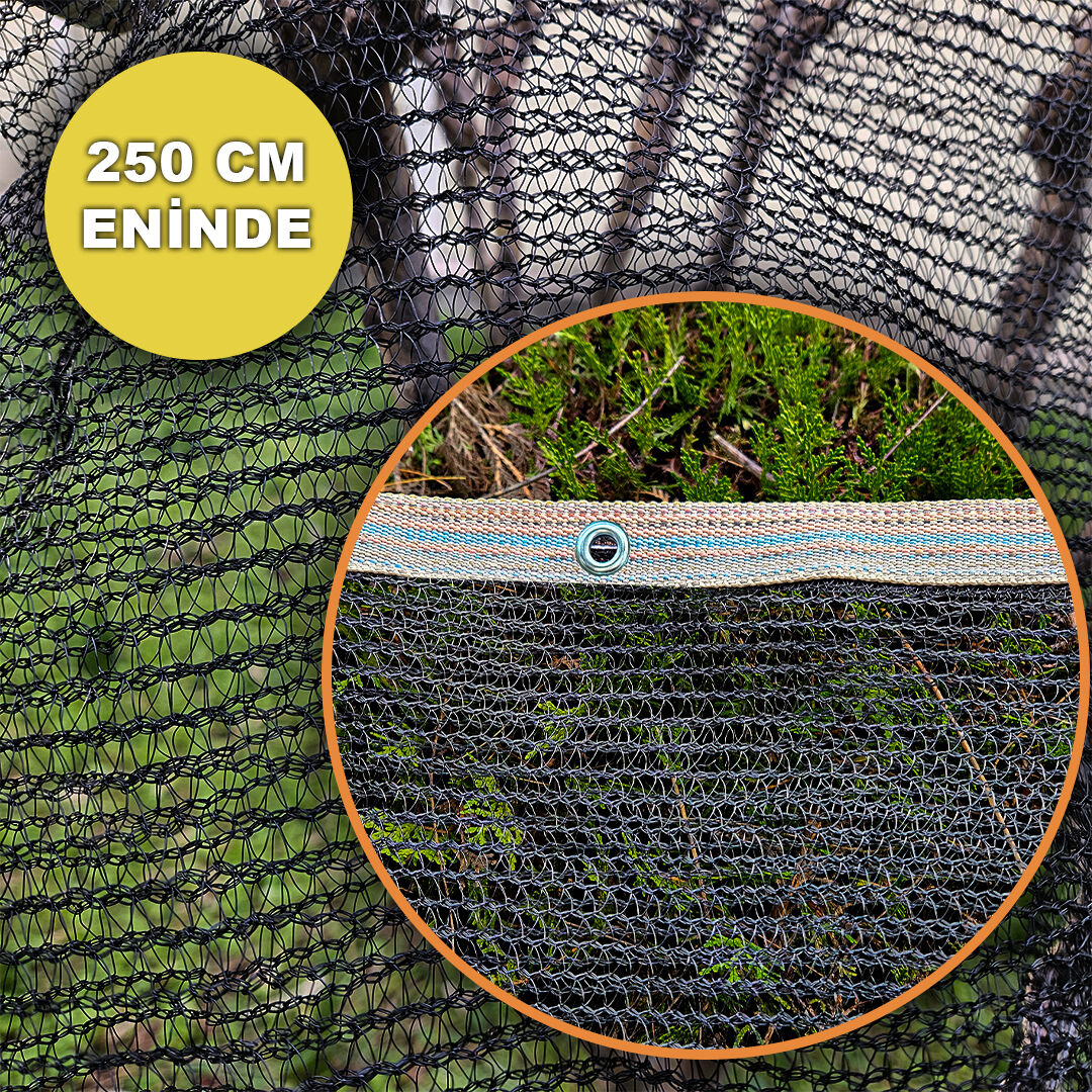 250 CM ENİNDE SİYAH KUŞ FİLESİ BALKON PERDESİ HAZIR KOPÇALI KEDİ KORUMA AĞI DOLU FİLESİ MİSİNA FİLE KUŞ ÖNLEME FİLESİ (UZUNLUK SEÇ)