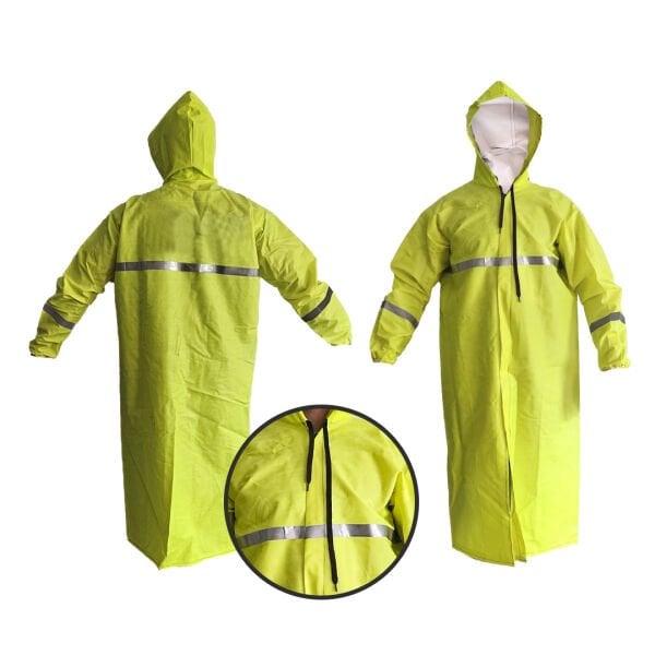 PARDESÜ YAĞMURLUK REFLEKTÖR ÇİZGİLİ FOSFORLU SARI NEON PARDESÜ YAĞMURLUK SU GEÇİRMEZ DİKİŞSİZ FERMUARLI YAĞMURLUK