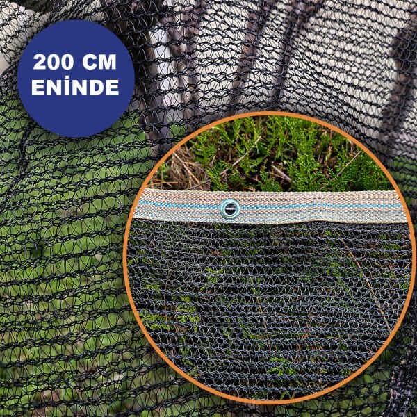 200 CM ENİNDE SİYAH KUŞ FİLESİ BALKON PERDESİ HAZIR KOPÇALI KEDİ KORUMA AĞI DOLU FİLESİ MİSİNA FİLE KUŞ ÖNLEME FİLESİ (UZUNLUK SEÇ)
