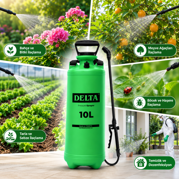 DELTA 10 LT BASINÇLI İLAÇLAMA POMPASI MEKANİK ASKILI PÜSKÜRTME İLAÇ VE DEZENFEKTE POMPASI