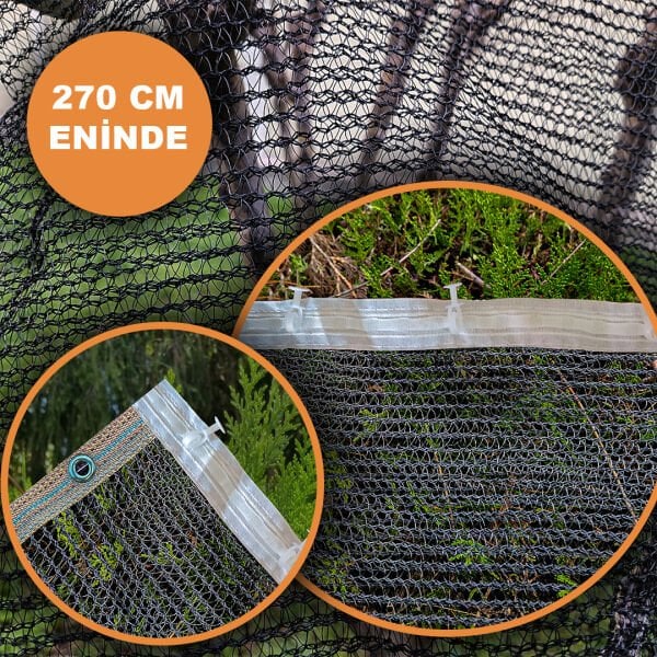 270 CM ENİNDE SİYAH KUŞ FİLESİ BALKON PERDESİ HAZIR KOPÇALI VE KORNİŞ DÜĞMELİ KEDİ KORUMA AĞI DOLU FİLESİ MİSİNA FİLE KUŞ ÖNLEME FİLESİ (UZUNLUK SEÇ)