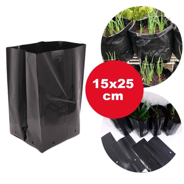 15x25 FİDAN TORBASI (ADET SEÇİNİZ) KÖRÜKLÜ FİDE PEYZAJ TORBA FİDAN ÜRETİM POŞETİ DELİKLİ