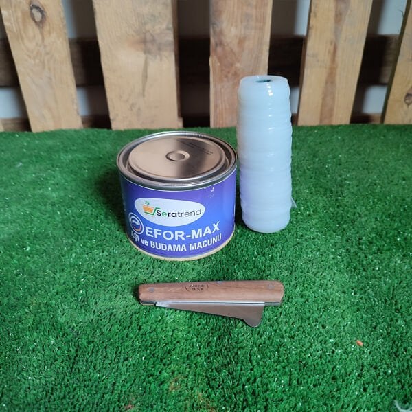 EFOR MAX 500 GR AŞI MACUNU+AŞI BANDI+AŞI BIÇAĞI BİTKİ AŞILAMA SETİ BUDAMA İÇİN AŞI MACUNU TÜM AŞI TÜRLERİYLE UYUMLU