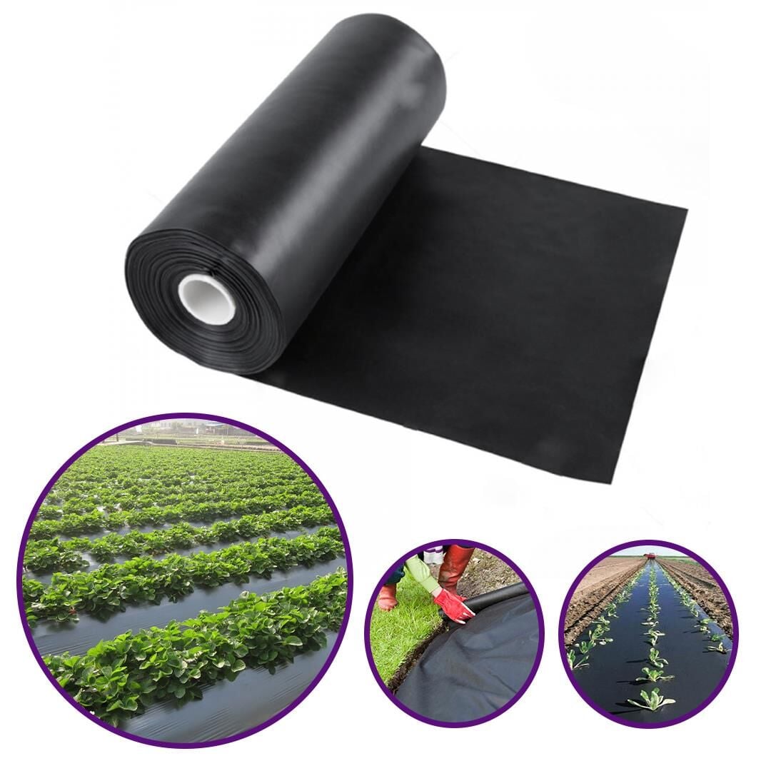 MULCH NAYLONU 120cm ENLİ 20 MİCRON (UZUNLUK SEÇİNİZ) SİYAH TABAN ÖRTÜSÜ PİDOK ÇİLEK MULCH UV Lİ SEBZE NAYLONU