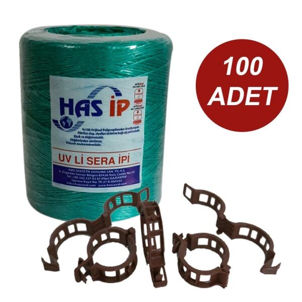 HAS SERA İPİ VE BİTKİ KLİPSİ FİDE BAĞLAMA İPİ 100 ADET HER BİTKİYLE UYUMLU BİTKİ KLİPSİ